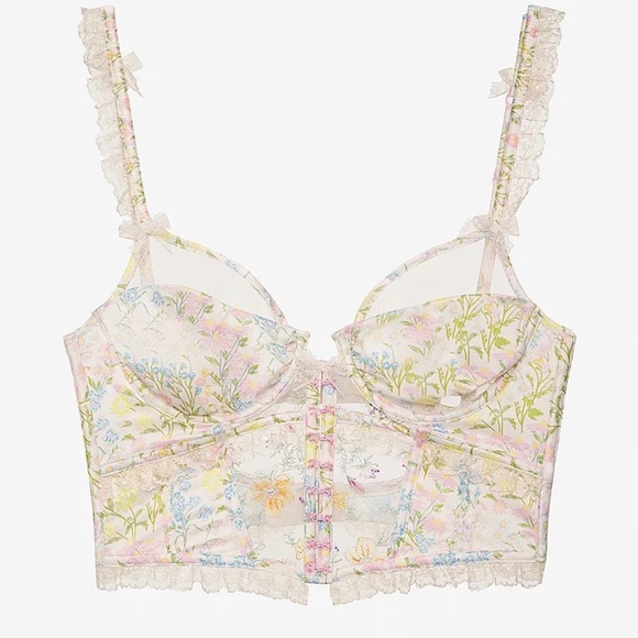 For Love & Lemons Glitter Garden Bustier White Floral Large NEW - Picture 6 of 9
